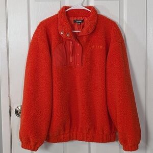 Missguided Hybrid‎ Borg Teddy Fleece Sweatshirt in Bright Orange/Red Size 4